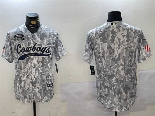 Mens Dallas Cowboys Blank 2024 Arctic Camo Salute To Service Stitched Baseball Jersey